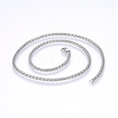 Non-Tarnish 304 Stainless Steel Wheat Chain Necklaces LS-NJEW-F227-05P-01-1