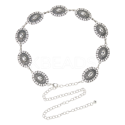 1pc Tibetan Style Alloy Flower Links Chains Belts for Women AJEW-HS0001-08-1