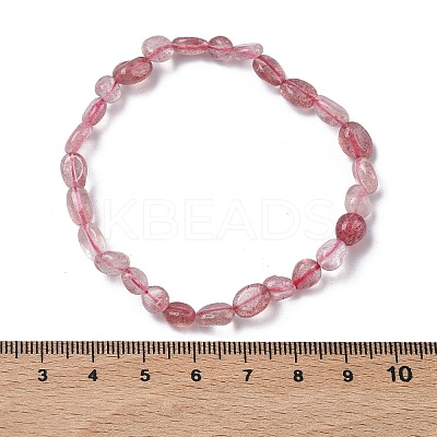 Natural Strawberry Quartz Beads Stretch Bracelets for Women BJEW-Z158-02D-02-1