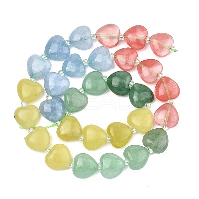 Gradient Color Cherry Quartz Glass & Natural Dyed White Jade & Lemon Jade & Green Aventurine Beads Strands G-B185-A15-1