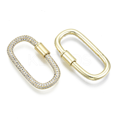 Brass Micro Pave Cubic Zirconia Screw Carabiner Lock Charms ZIRC-N039-008A-NF-1