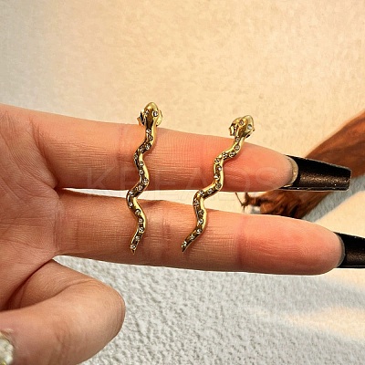 304 Stainless Steel Rhinestone Stud Earrings EJEW-Z116-01G-1