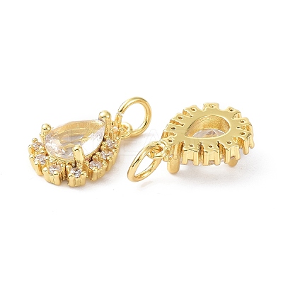 Brass Cubic Zirconia Charms ZIRC-C022-10G-1