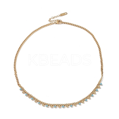 304 Stainless Steel Enamel Chain Necklaces NJEW-P302-03G-1