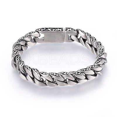 304 Stainless Steel Curb Chains Bracelets BJEW-E346-02AS-1