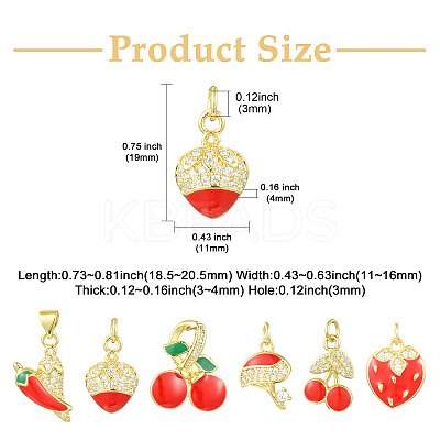 12Pcs 6 Styles Brass Micro Pave Cubic Zirconia Pendants KK-CJ0002-88-1