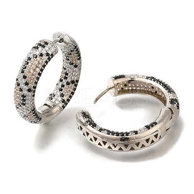 Rack Plating Brass Micro Pave Cubic Zirconia Hoop Earrings EJEW-H016-21P-1