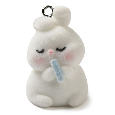 Flocking Resin Cute Pendants RESI-D072-01C-1