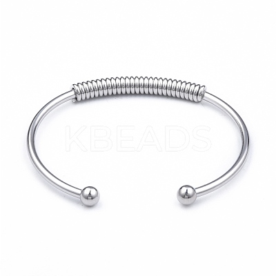 Non-Tarnish 304 Stainless Steel Open Cuff Bangle for Girl Women BJEW-N013-008P-1