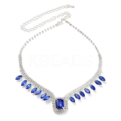 Alloy Rhinestone Rectangle Pendant Necklaces & Horse Eye Stud Earring Sets for Women SJEW-U001-01P-04-1