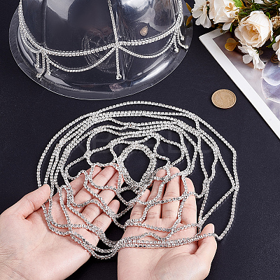 2Pcs 2 Styles Alloy Rhinestone Mesh Headbands OHAR-NB0001-30-1
