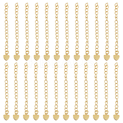 40Pcs Rack Plating Brass Curb Chain Extender KK-DC0004-26-1