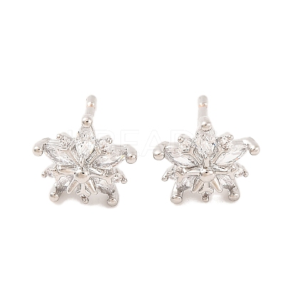 Brass Micro Pave Clear Cubic Zirconia Stud Earrings for Women EJEW-U015-09P-1