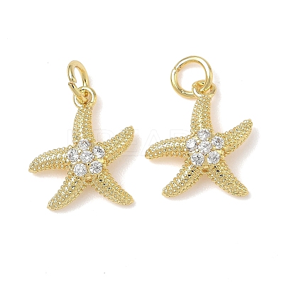 Brass Micro Pave Clear Cubic Zirconia Charms KK-L253-23G-03-1