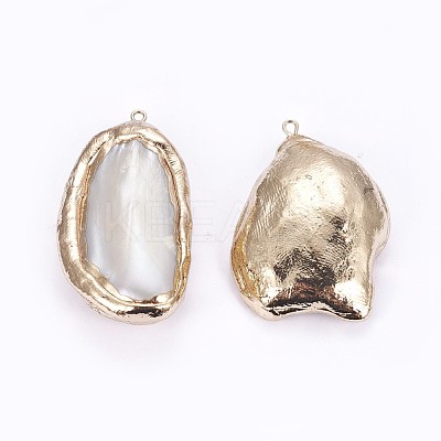 Electroplate Natural Baroque Pearl Keshi Pearl Big Pendants PEAR-F010-02G-1