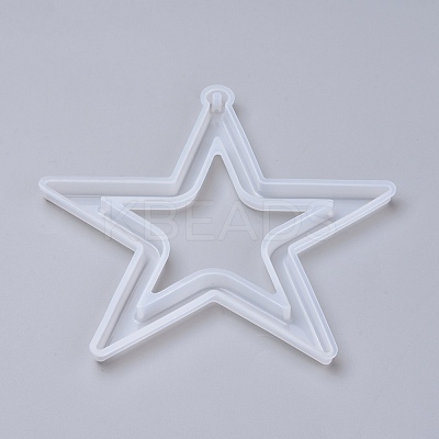 Christmas Hollow Star DIY Pendant Silicone Molds DIY-I034-07-1