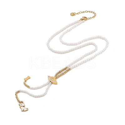 Imitation Pearl & Synthesis Shell Beaded Necklaces NJEW-A032-06G-01-1