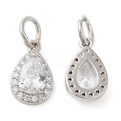Rack Plating Brass Micro Pave Clear Cubic Zirconia Charms KK-Z026-10P-1