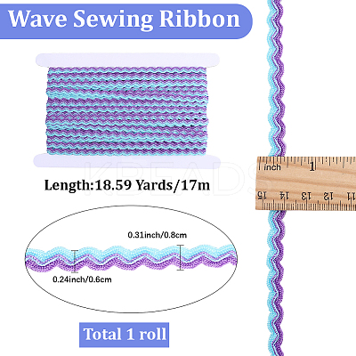 1 Roll Polyester with Paillette Wavy Fringe Trim Ribbon OCOR-GF0005-72B-1