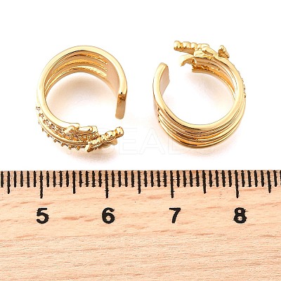 Brass Micro Pave Clear Cubic Zirconia Cuff Earrings EJEW-F370-34G-1