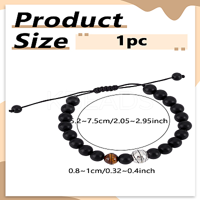 1Pc Sports Theme Glass Round Beads Braided Bead Bracelets for Unisex BJEW-LP0003-67B-1