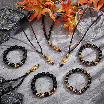 4Pcs Om Mani Padme Hum Resin Mala Bead Bracelet SJEW-AN0001-48-1