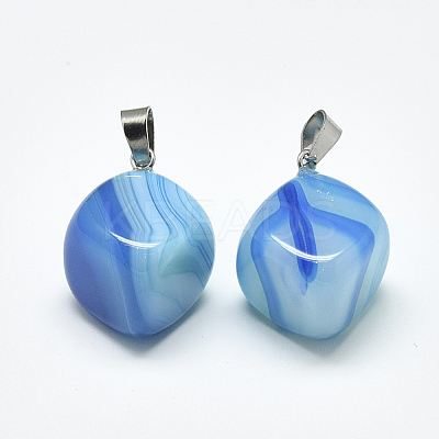 Natural Banded Agate/Striped Agate Pendants G-T122-19F-1