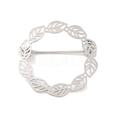 Hollow Leaf Ring Brass Brooches for Women JEWB-Z032-01P-1