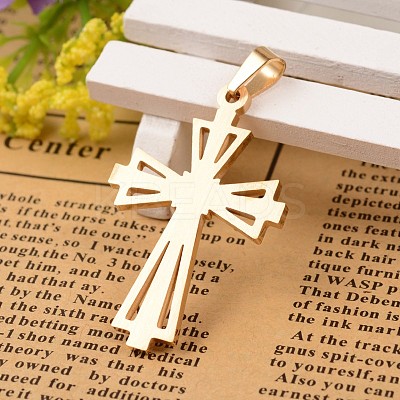 Ion Plating(IP) 304 Stainless Steel Cross Pendants STAS-I035-31B-1