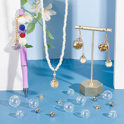 DIY Clear Round Ball Glass Wish Bottle Pendant Making Kit DIY-PH0022-87G-1