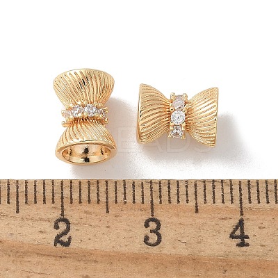 Brass Micro Pave Cubic Zirconia Beads KK-U052-22G-1