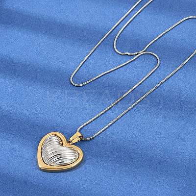 304 Stainless Steel Two Tone Pendant Necklaces for Women NJEW-S445-01B-GP-1