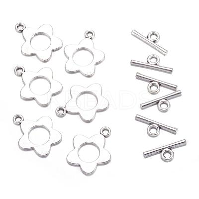 Flower Tibetan Style Alloy Toggle Clasps X-A0977Y-1