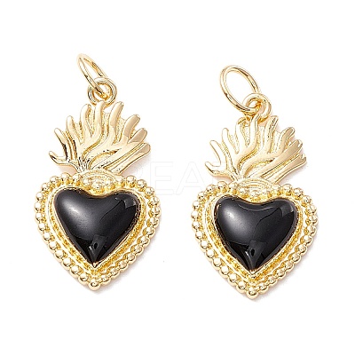 Golden Tone Brass Enamel Pendants LS-KK-K750-01G-F-1
