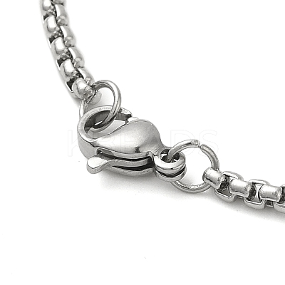 201 Stainless Steel Box Chain Rectangle with Muslim Islam Allah Pendant Necklaces NJEW-M008-04P-1