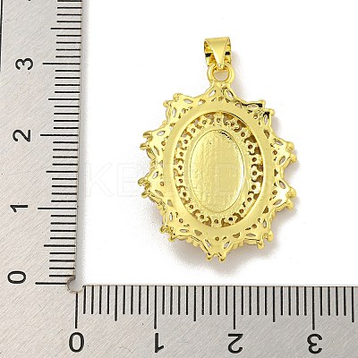 Virgin Mary Theme Rack Plating Brass Micro Pave Cubic Zirconia Pendants KK-C074-23G-02-1