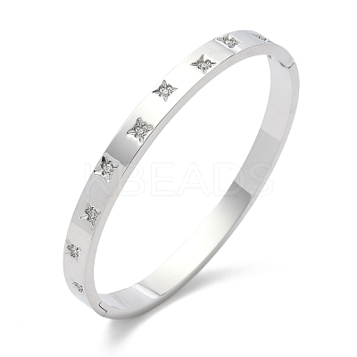 304 Stainless Steel Cubic Zirconia Himged Bangles for Women BJEW-F506-01P-1