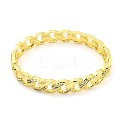 Twisted Brass Micro Pave Clear Cubic Zirconia Hinged Bangles for Women BJEW-Z062-05D-1