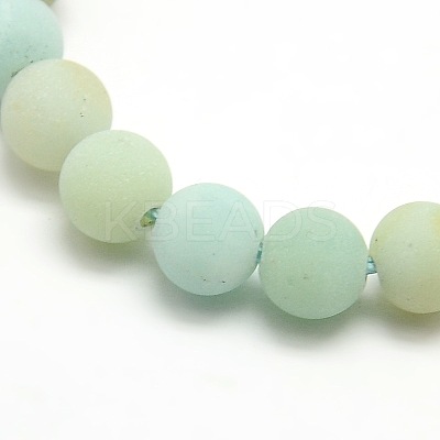 Natural Frosted Flower Amazonite Round Bead Strands G-M064-8mm-07-1