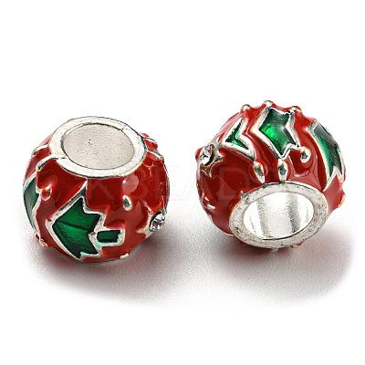 Christmas Brass Enamel European Beads KK-D038-14P-1