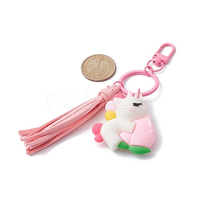 Cartoon PVC Plastic Big Pendants Keychains with Faux Suede Tassel KEYC-JKC00569-02-1