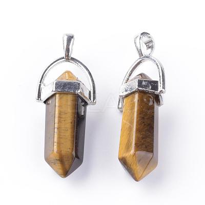 Natural Tiger Eye Double Terminated Pointed Pendants G-S240-11-1