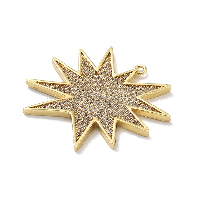 Rack Plating Brass Micro Pave Clear Cubic Zirconia Pendants KK-G515-32G-1