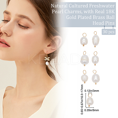 30Pcs Natural Cultured Freshwater Pearl Pendants KK-BBC0005-10-1