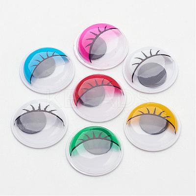 Plastic Wiggle Googly Eyes Buttons DIY Scrapbooking Crafts Toy Accessories with Label Paster on Back KY-S003B-15mm-M-1