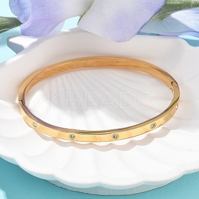 304 Stainless Steel Rhinestone Bangles for Women BJEW-Z092-05G-1