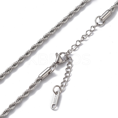 Non-Tarnish 304 Stainless Steel Rope Chain Necklace for Men Women NJEW-K245-023D-1