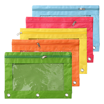 5Pcs 5 Colors Oxford Cloth with Alloy Pen Cases for 3-Ring Binder AJEW-CP0007-99B-1