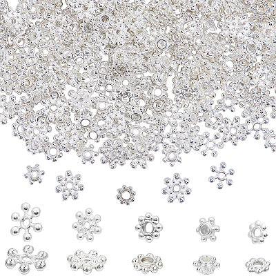500Pcs 5 Styles Alloy Daisy Spacer Beads FIND-SP0002-22B-1