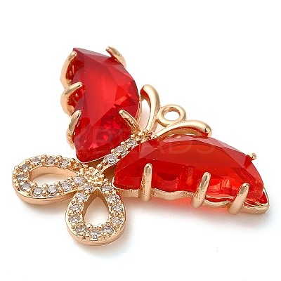 Rack Plating Brass Clear Cubic Zirconia Pendants KK-N255-10G-03-RS-1